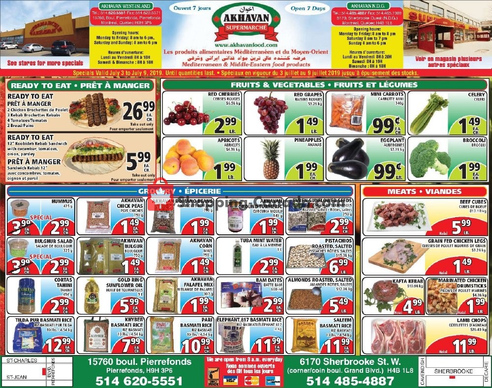 Akhavan Food Supermarche flyer from Wednesday July 3, 2019 to Tuesday July 9, 2019 - page 1