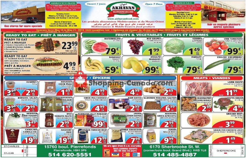 Akhavan Food Supermarche flyer from Wednesday May 15, 2019 to Tuesday May 21, 2019 - page 1