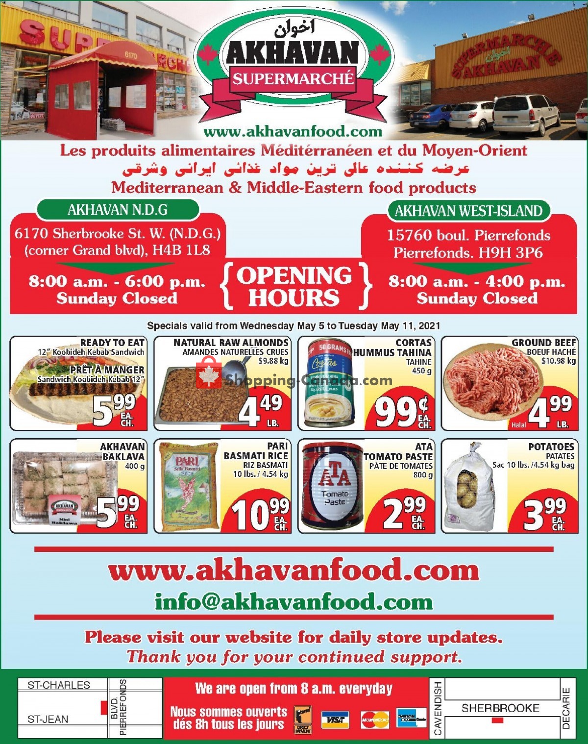 Akhavan Food Supermarche flyer from Wednesday May 5, 2021 to Tuesday May 11, 2021 - page 1