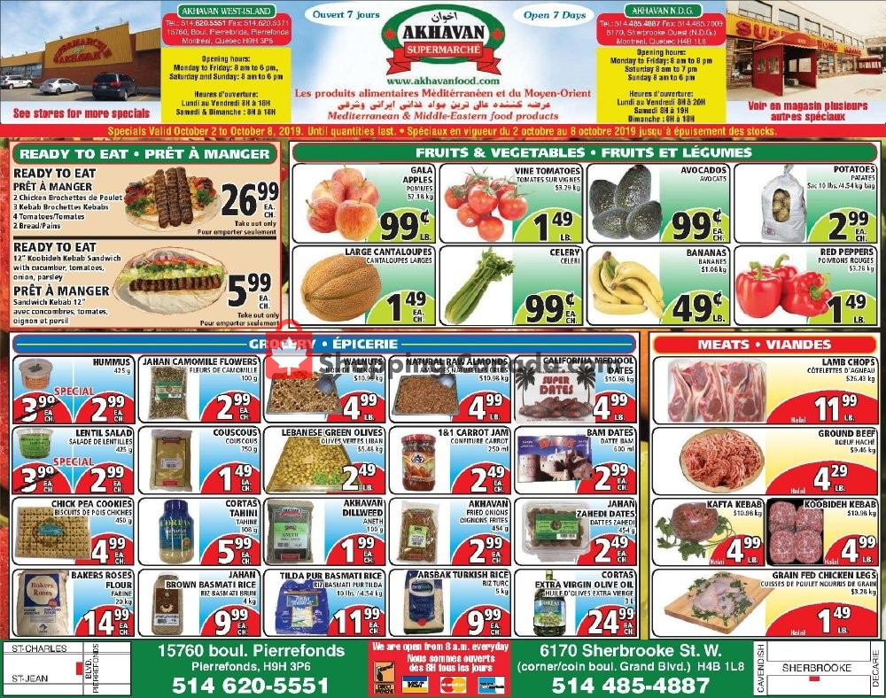 Akhavan Food Supermarche flyer from Wednesday October 2, 2019 to Tuesday October 8, 2019 - page 1