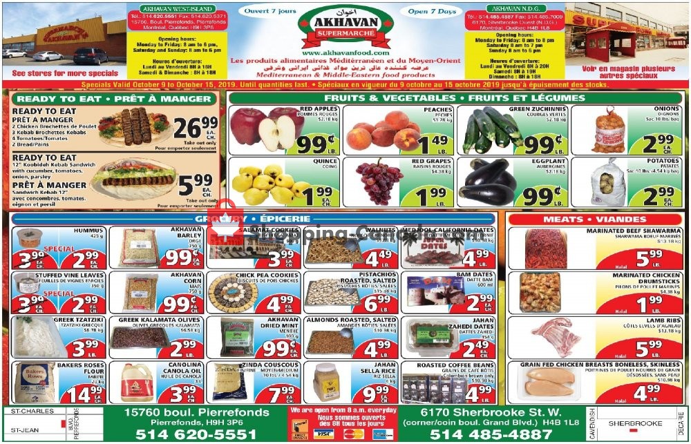 Akhavan Food Supermarche flyer from Wednesday October 9, 2019 to Tuesday October 15, 2019 - page 1