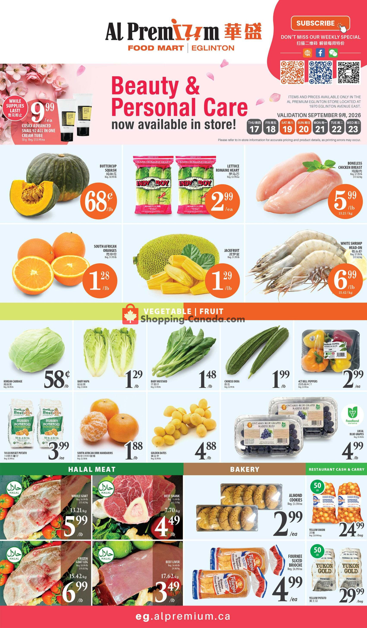 Al Premium Food Mart flyer from Wednesday September 16, 2026 to Tuesday September 22, 2026 - page 1