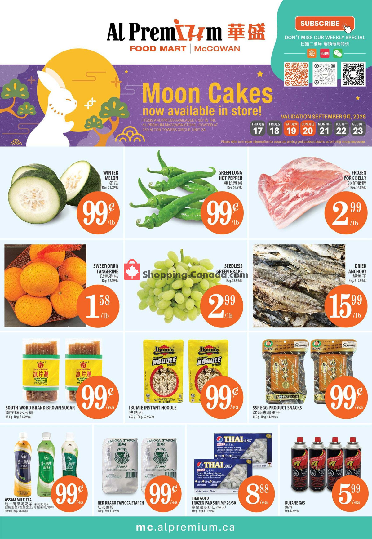 Al Premium Food Mart flyer from Thursday September 17, 2026 to Wednesday September 23, 2026 - page 1