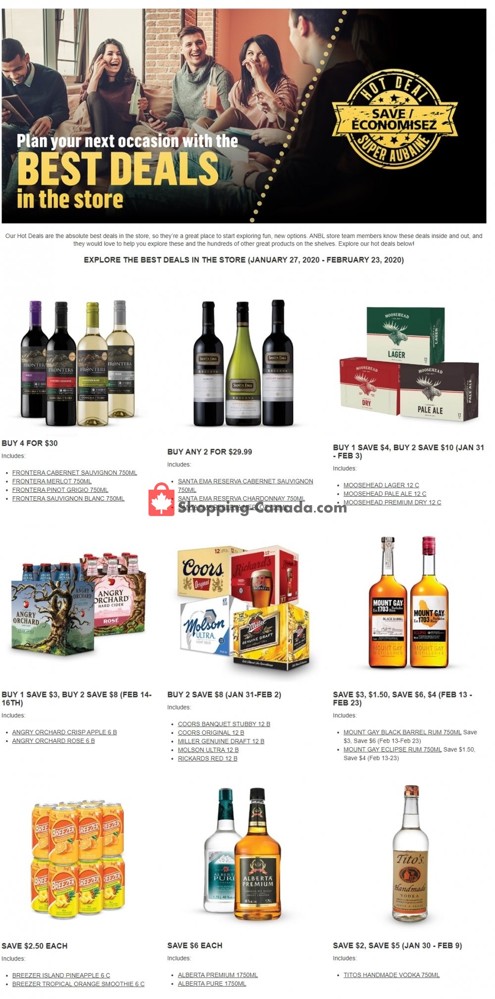Alcool NB Liquor Canada, flyer (Best Deals) January 27 February 23