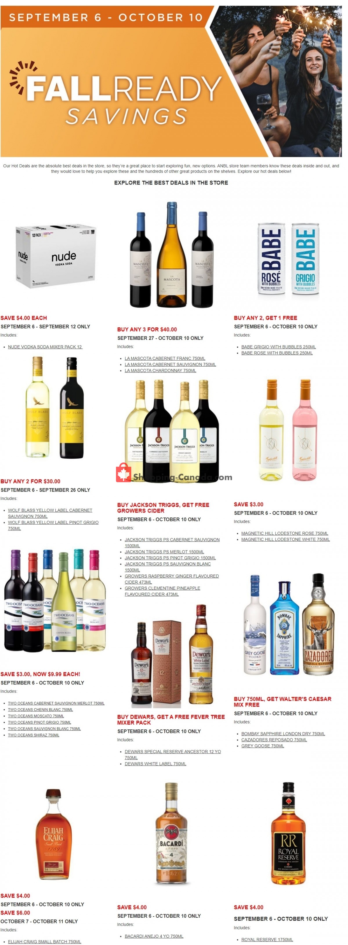 Alcool NB Liquor Canada, flyer (Fall Ready Savings) September 6 October 10, 2021 Shopping