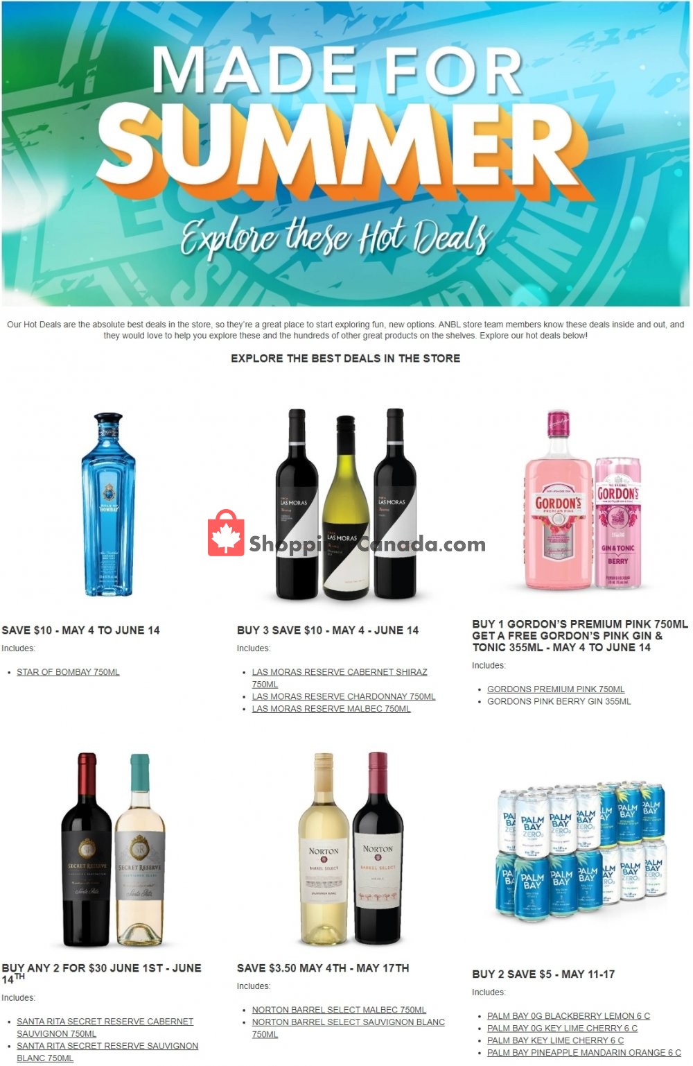 Alcool NB Liquor Canada, flyer (Made For Summer) May 4 June 14
