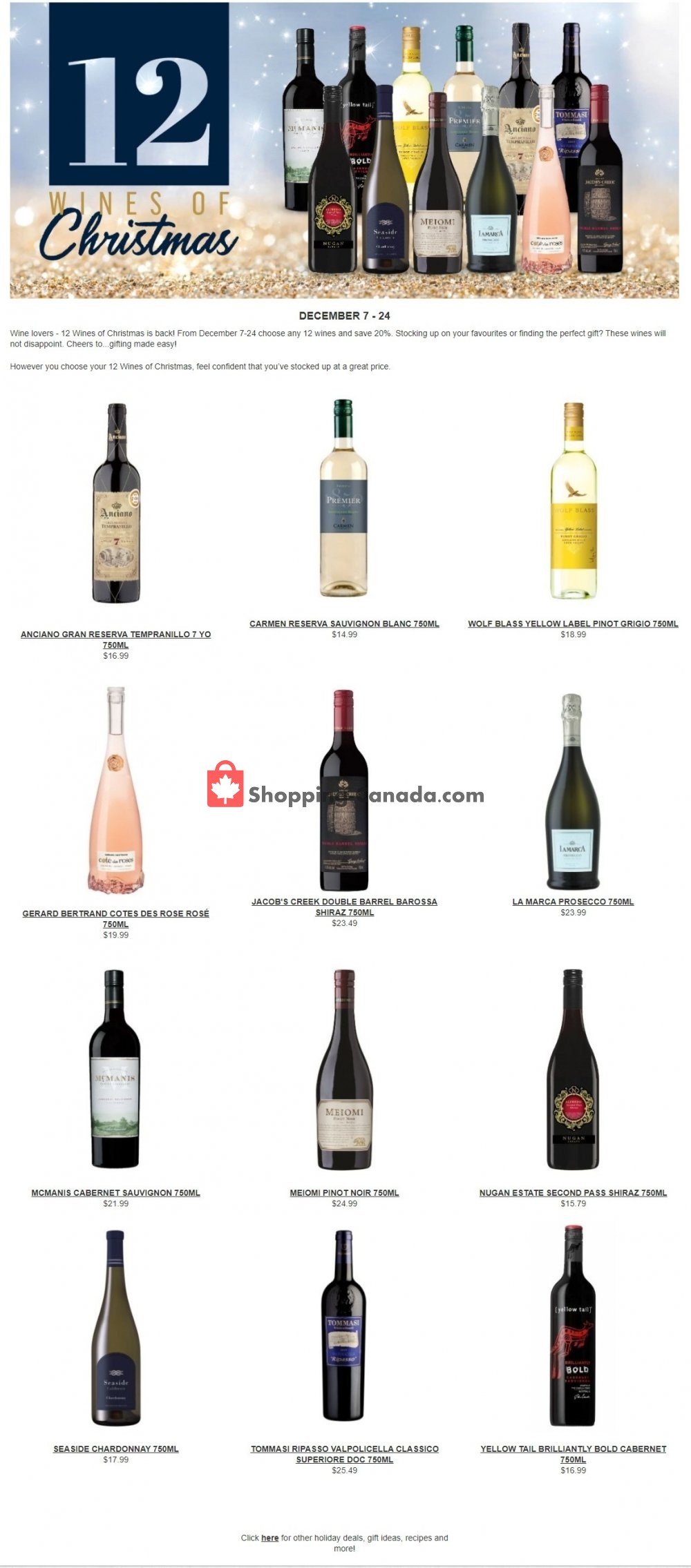 Alcool NB Liquor Canada, flyer (Wines Of Christmas) December 7 December 24, 2020 Shopping