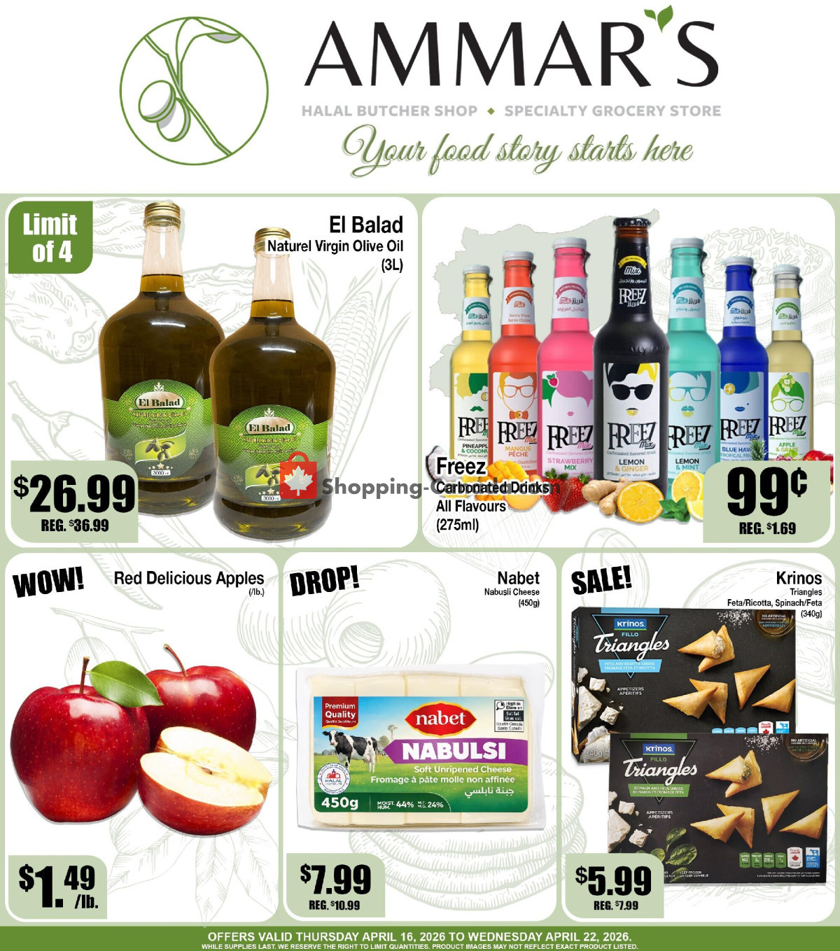 Ammar's Halal Meats flyer from Thursday April 16, 2026 to Wednesday April 22, 2026 - page 1