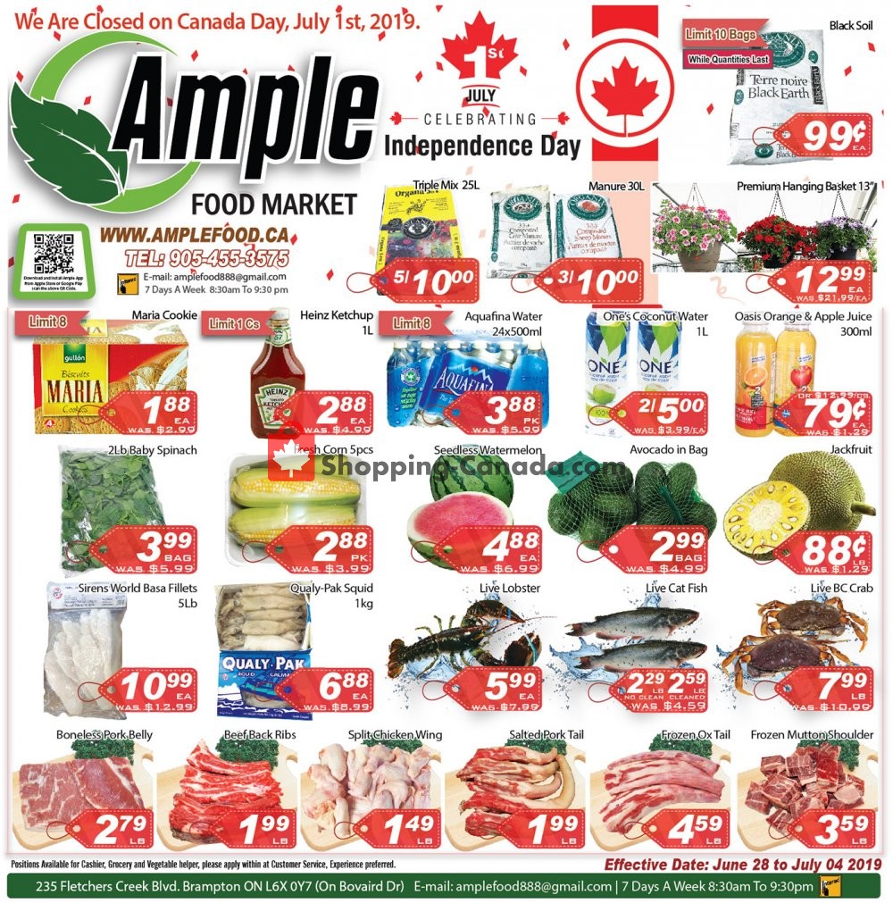 Ample Food Market flyer from Friday June 28, 2019 to Thursday July 4, 2019 - page 1