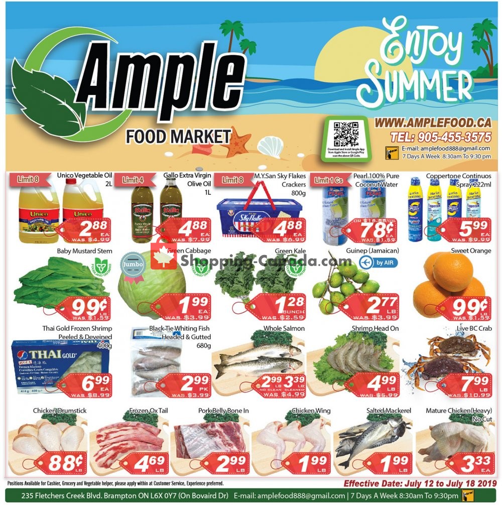 Ample Food Market flyer from Friday July 12, 2019 to Thursday July 18, 2019 - page 1