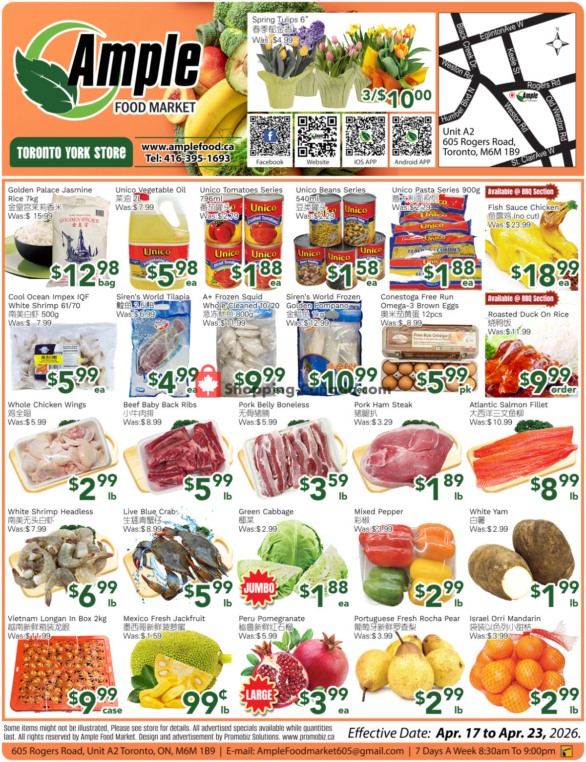 Ample Food Market flyer from Friday April 17, 2026 to Thursday April 23, 2026 - page 1