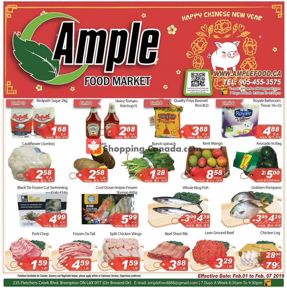 Ample Food Market flyer from Friday February 1, 2019 to Thursday February 7, 2019 - page 1