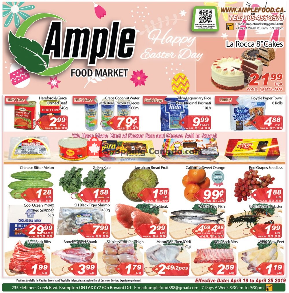 Ample Food Market flyer from Friday April 19, 2019 to Thursday April 25, 2019 - page 1