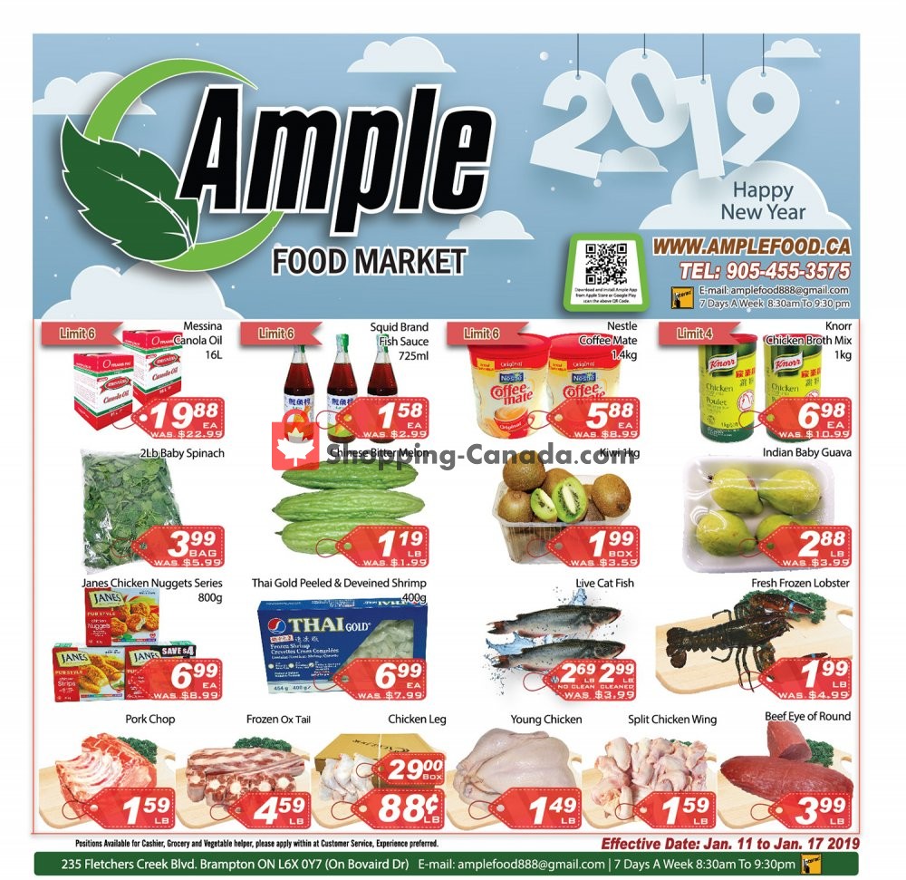 Ample Food Market Canada Flyer Happy New Year January 11 January 17 19 Shopping Canada