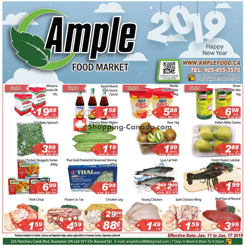 Ample Food Market flyer from Saturday January 11, 2020 to Friday January 17, 2020 - page 1