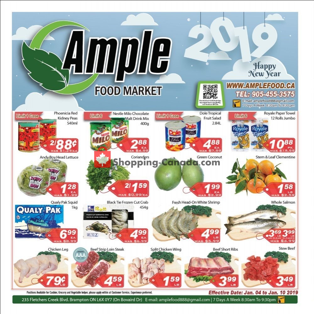 Ample Food Market flyer from Friday January 4, 2019 to Thursday January 10, 2019 - page 1