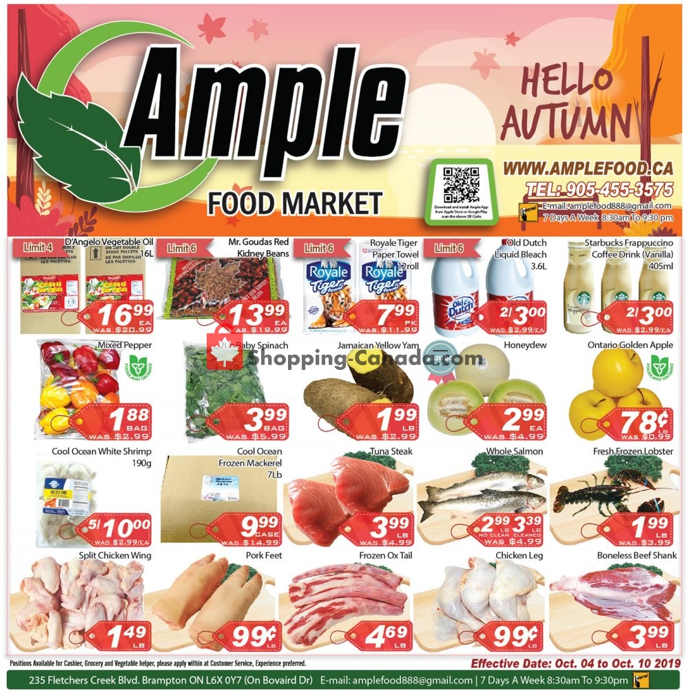 Ample Food Market flyer from Friday October 4, 2019 to Thursday October 10, 2019 - page 1