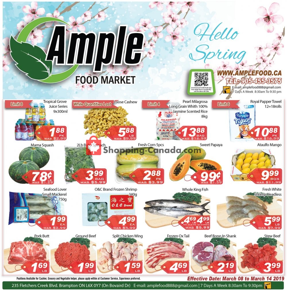 Ample Food Market flyer from Friday March 8, 2019 to Thursday March 14, 2019 - page 1