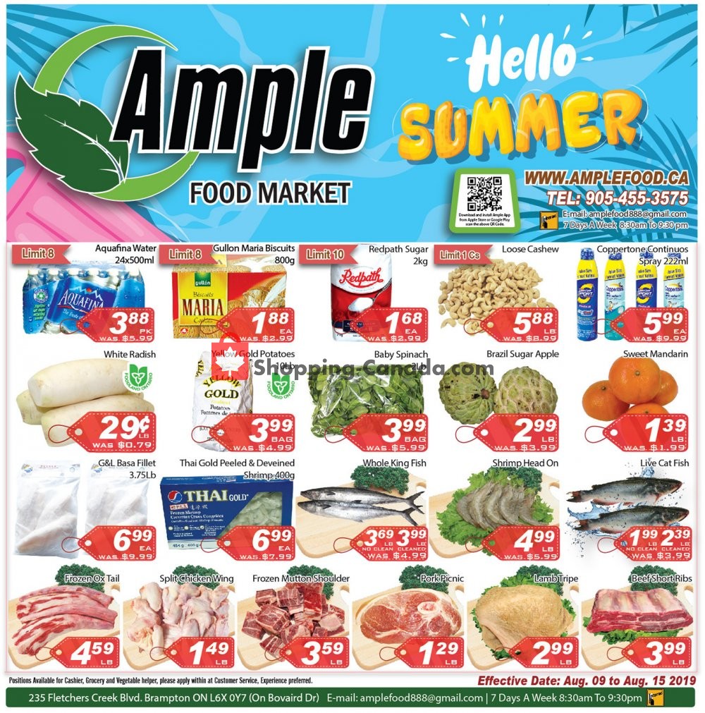 Ample Food Market flyer from Friday August 9, 2019 to Thursday August 15, 2019 - page 1