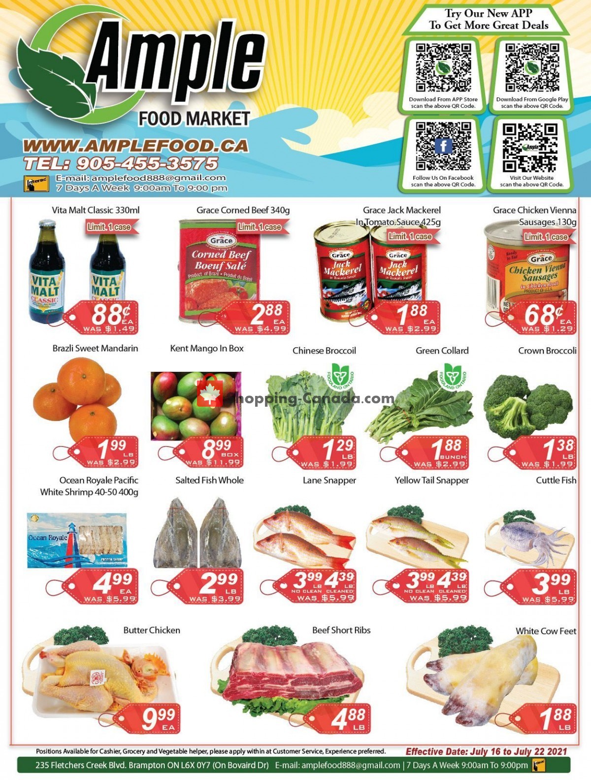 Ample Food Market flyer from Friday July 16, 2021 to Thursday July 22, 2021 - page 1