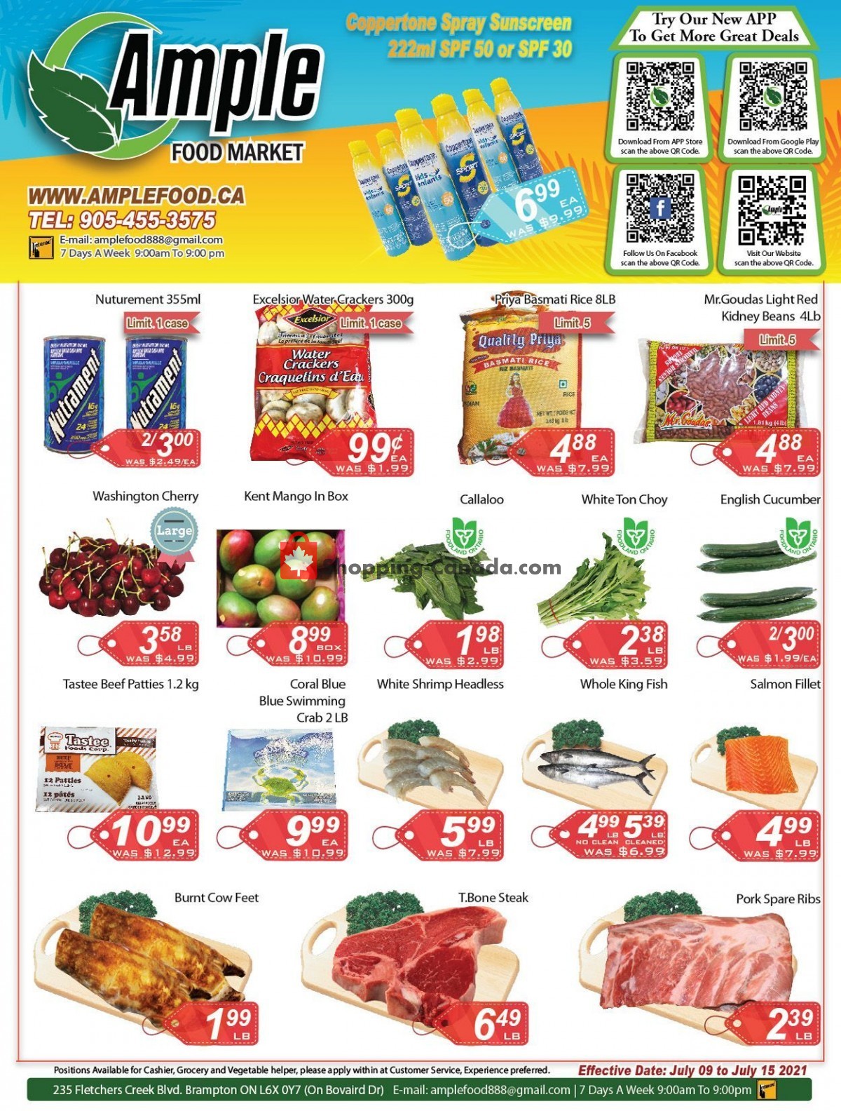 Ample Food Market flyer from Friday July 9, 2021 to Thursday July 15, 2021 - page 1