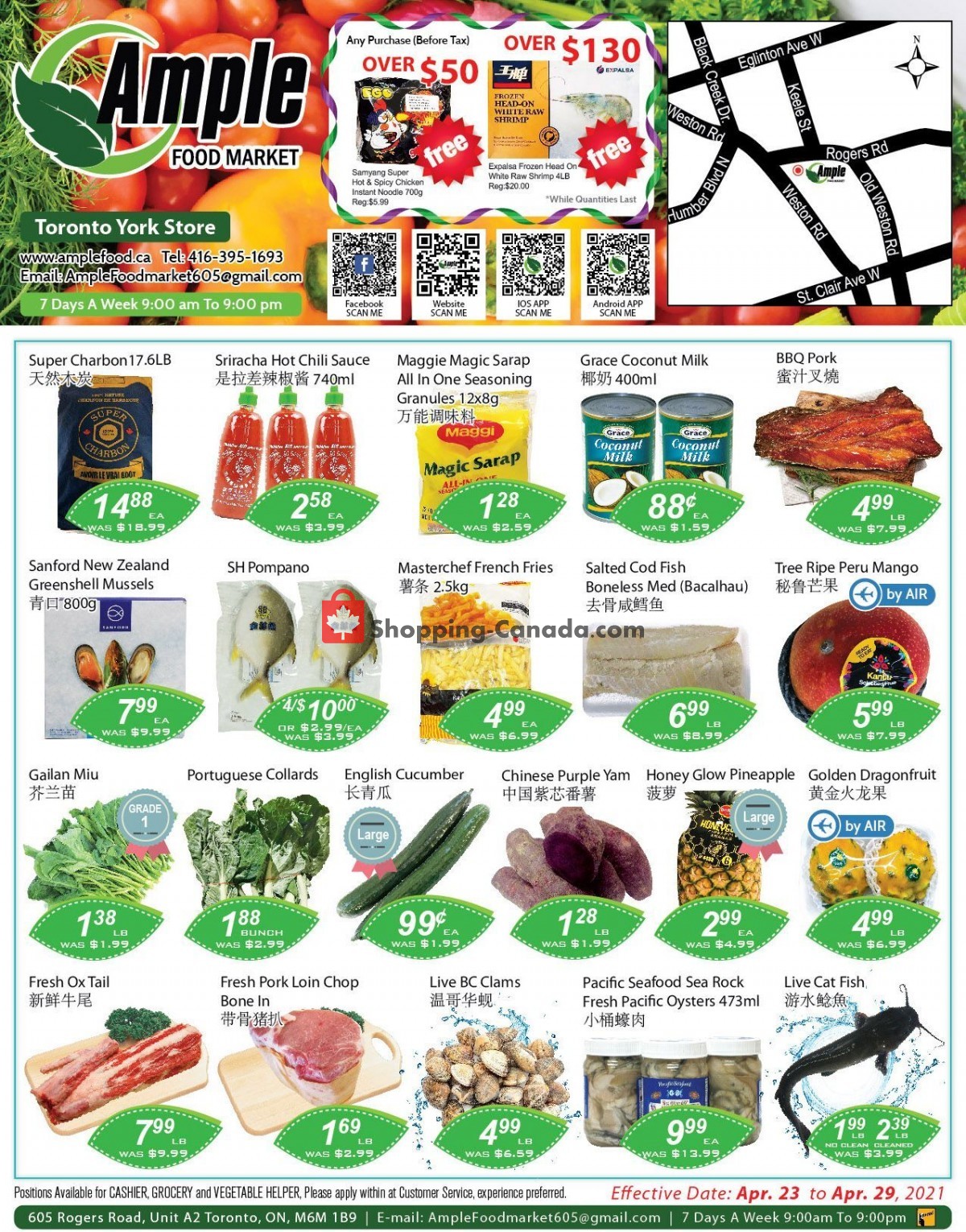 Ample Food Market flyer from Friday April 23, 2021 to Thursday April 29, 2021 - page 1