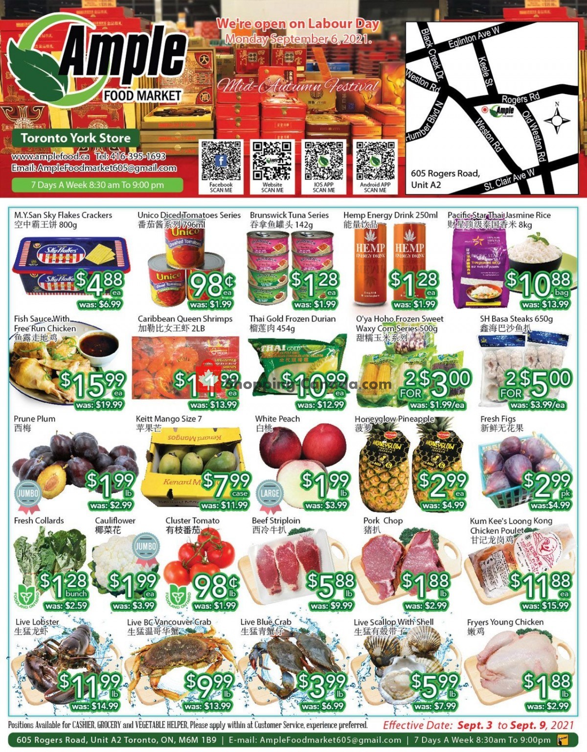 Ample Food Market flyer from Friday September 3, 2021 to Thursday September 9, 2021 - page 1