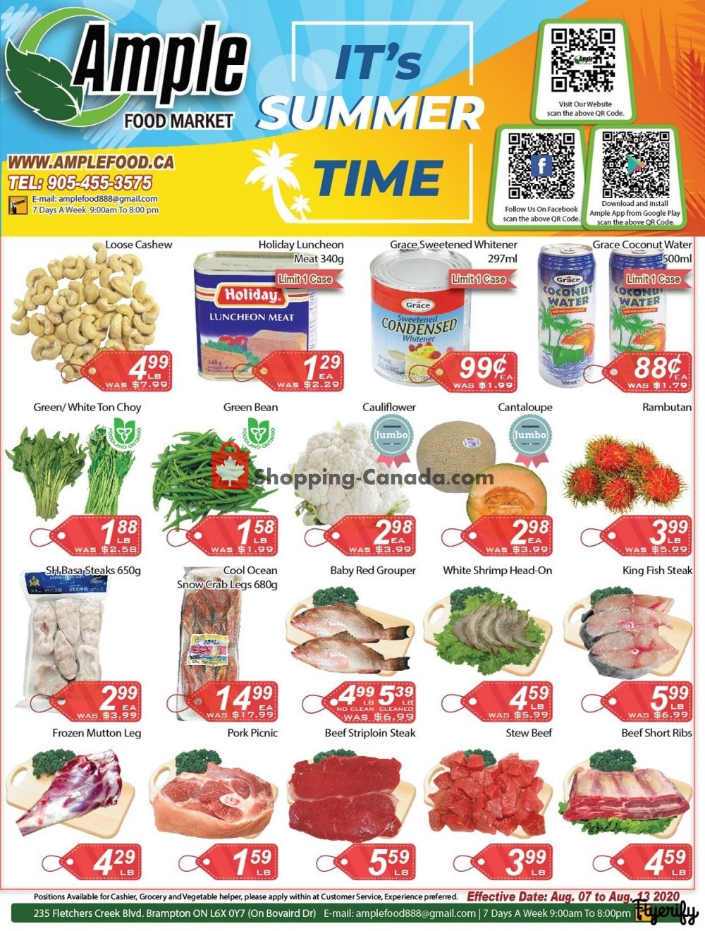 Ample Food Market flyer from Friday August 7, 2020 to Thursday August 13, 2020 - page 1