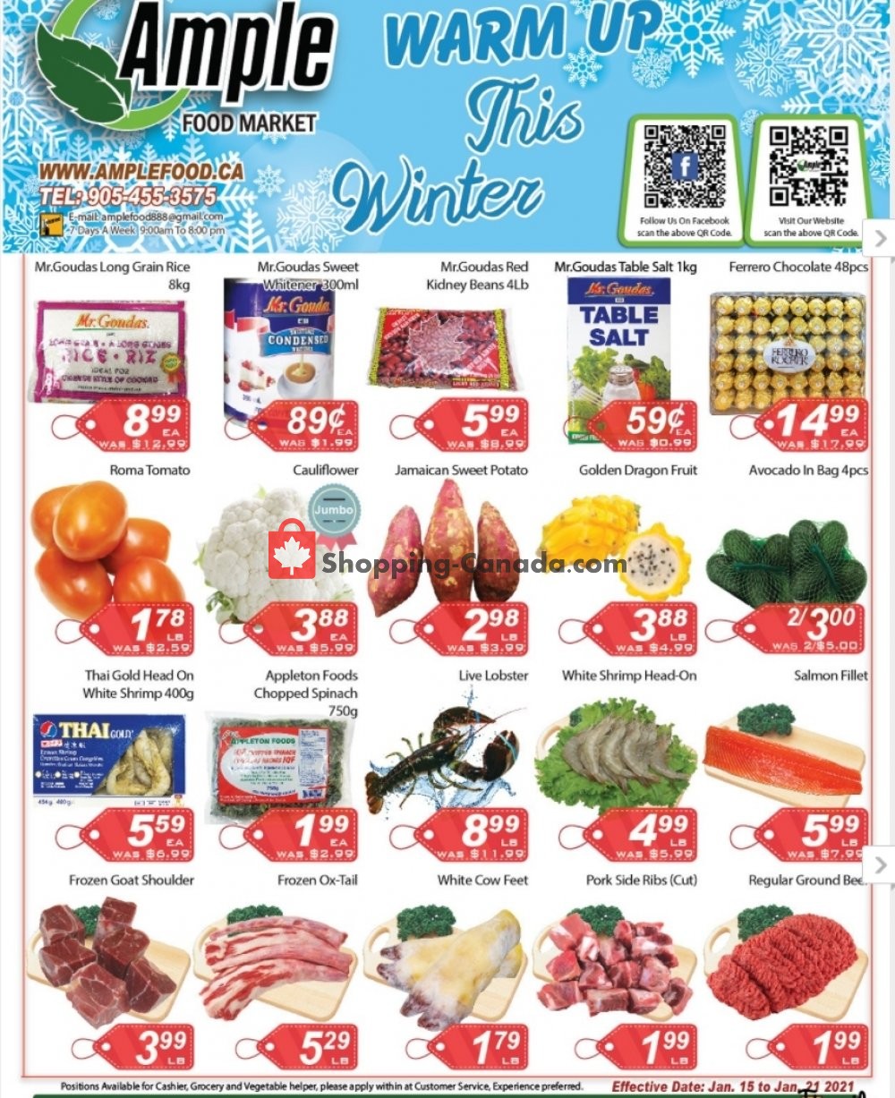 Ample Food Market flyer from Friday January 15, 2021 to Thursday January 21, 2021 - page 1