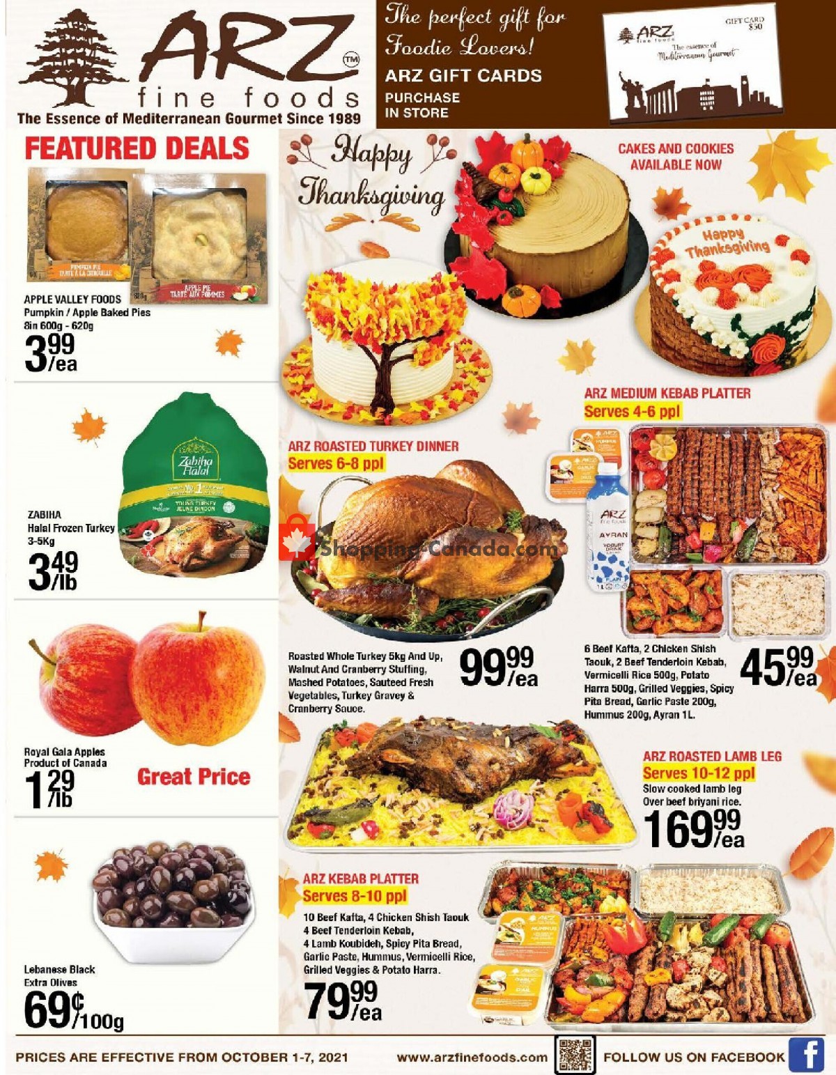 Arz Fine Foods flyer from Friday October 1, 2021 to Thursday October 7, 2021 - page 1
