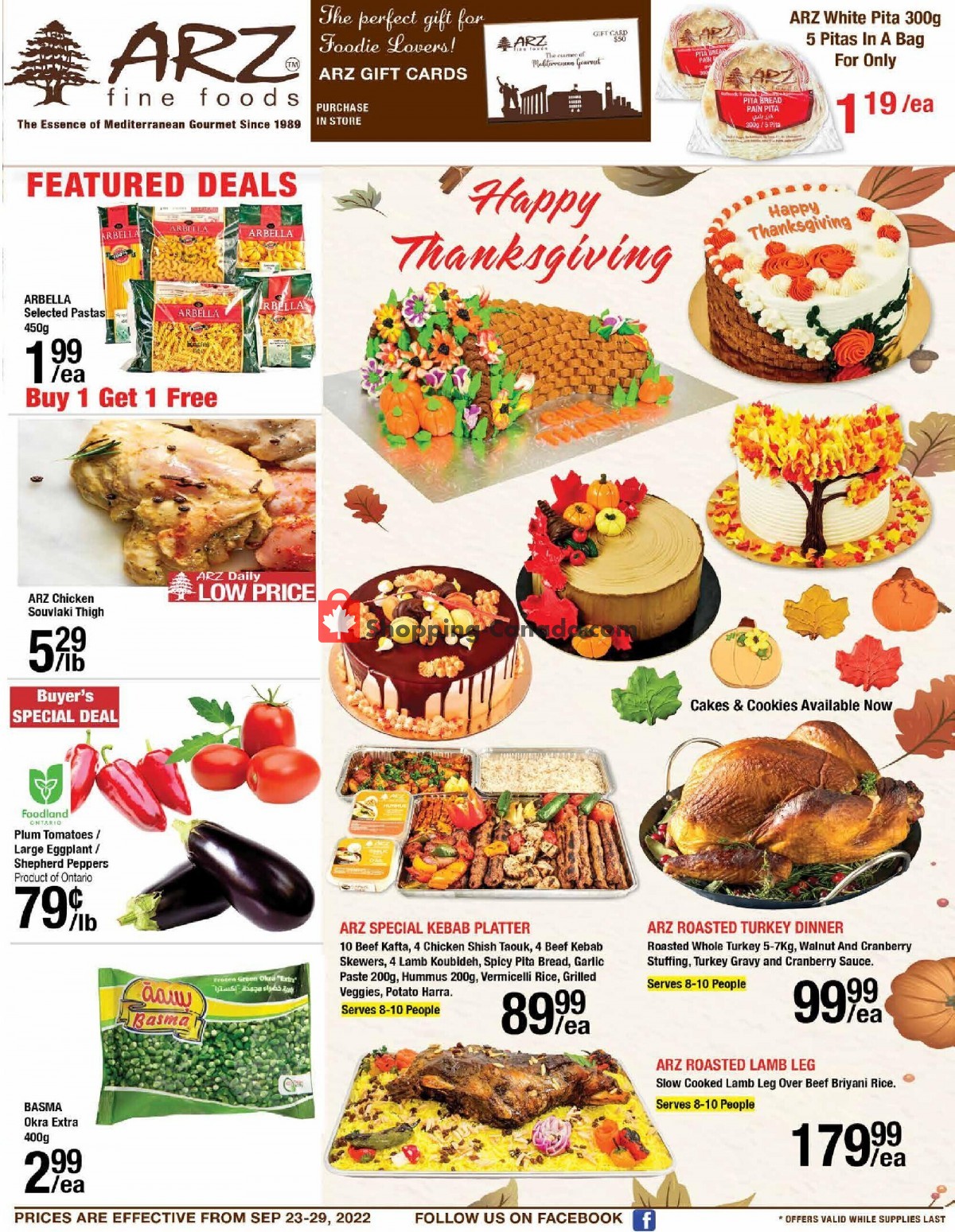 Arz Fine Foods flyer from Friday September 23, 2022 to Thursday September 29, 2022 - page 1