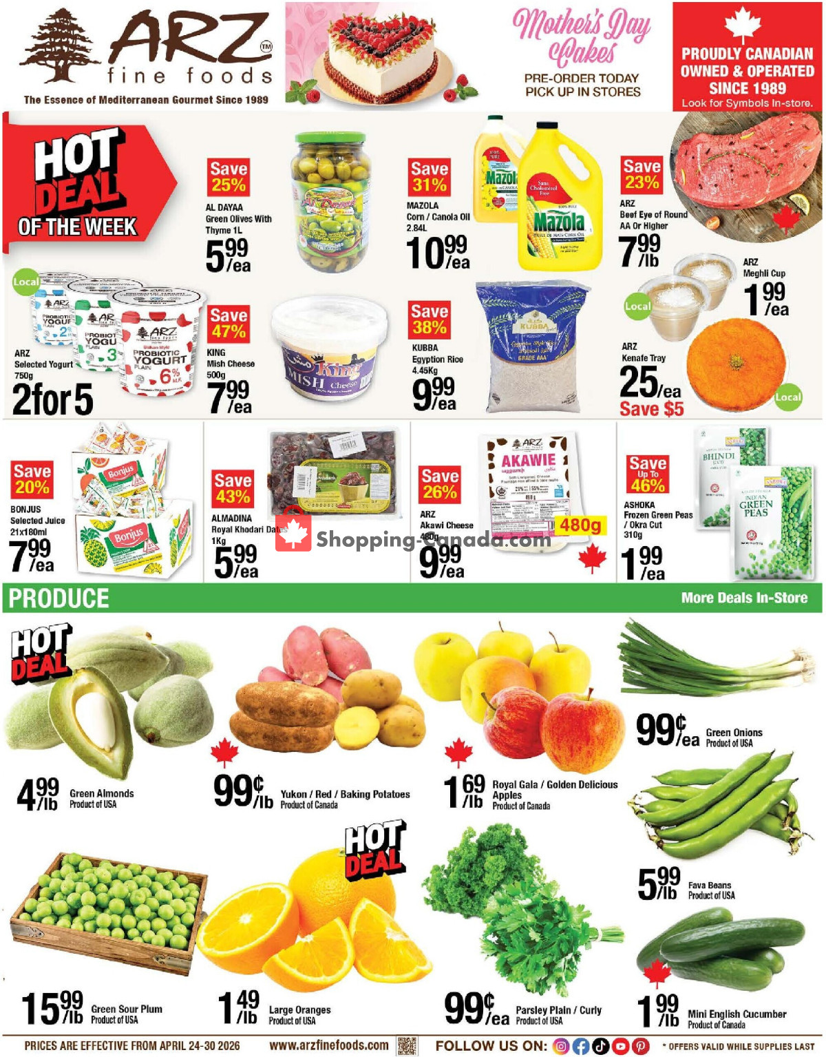 Arz Fine Foods flyer from Friday April 24, 2026 to Thursday April 30, 2026 - page 1