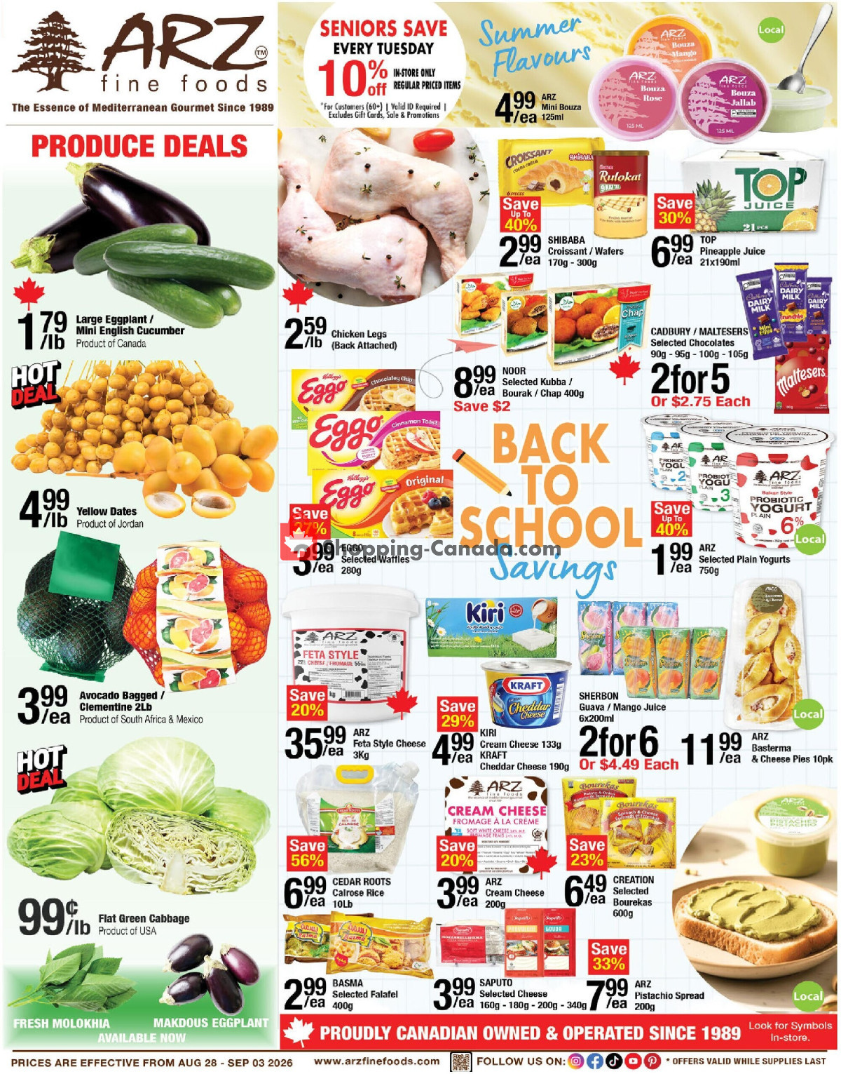 Arz Fine Foods flyer from Friday August 28, 2026 to Thursday September 3, 2026 - page 1