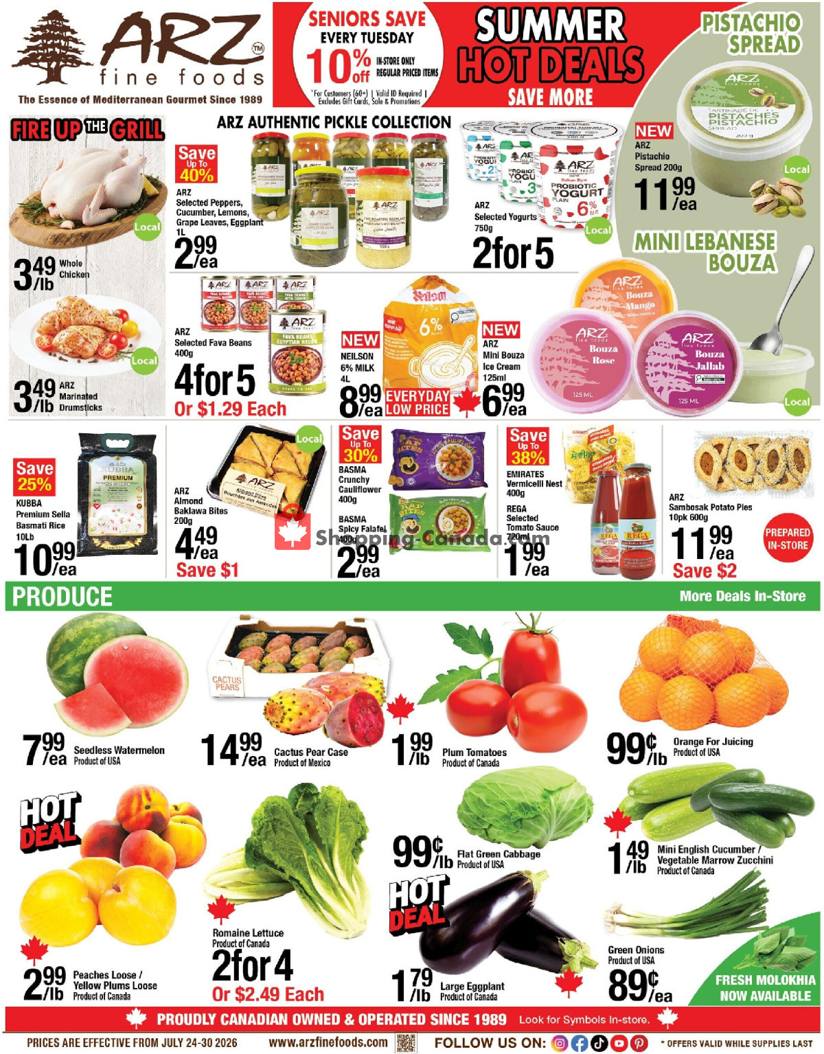 Arz Fine Foods flyer from Friday July 24, 2026 to Thursday July 30, 2026 - page 1