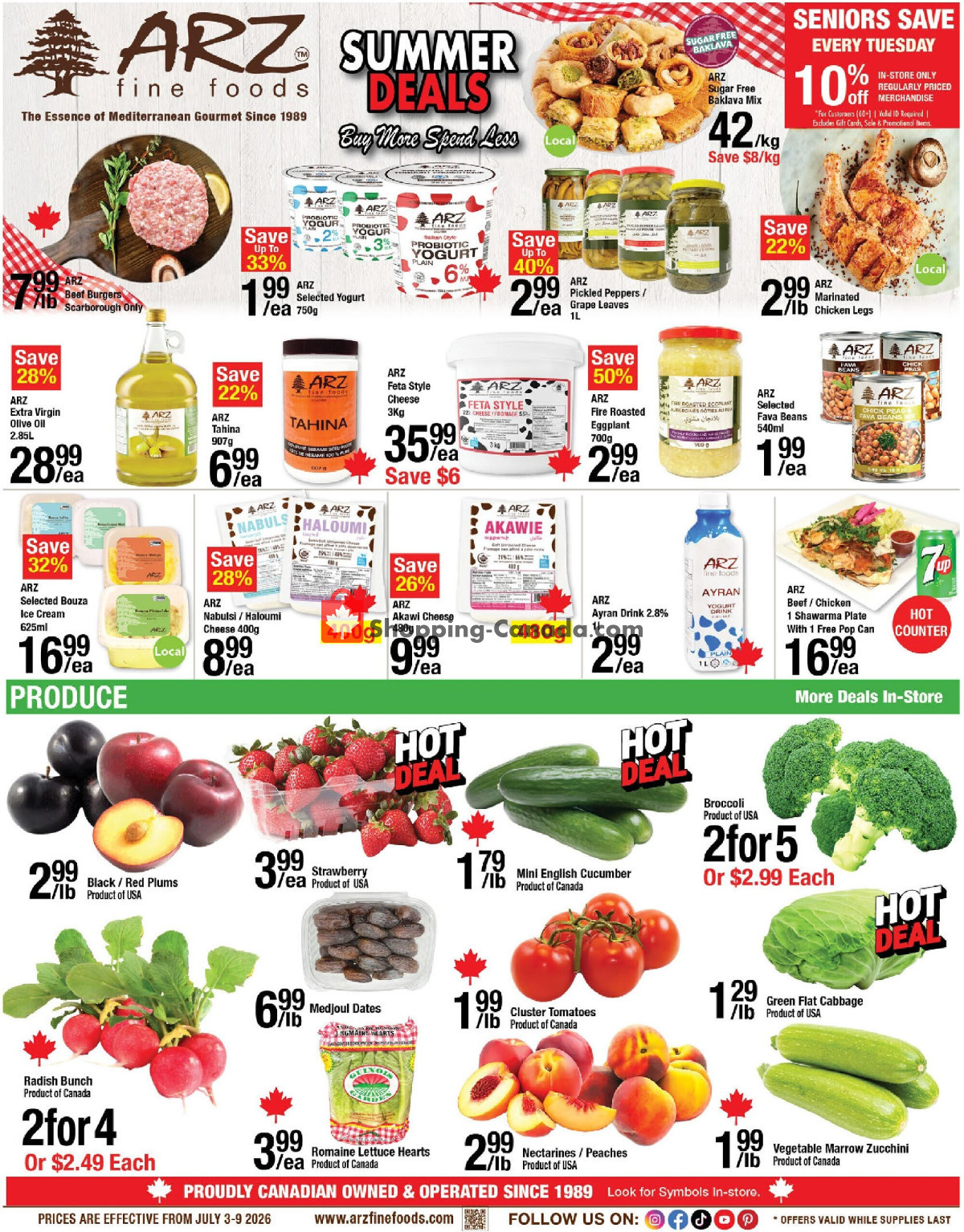 Arz Fine Foods flyer from Friday July 3, 2026 to Thursday July 9, 2026 - page 1