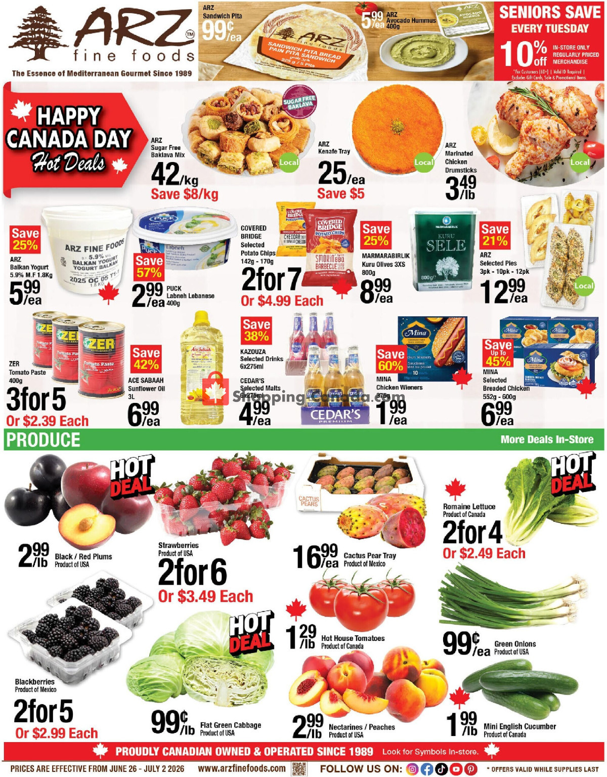 Arz Fine Foods flyer from Friday June 26, 2026 to Thursday July 2, 2026 - page 1