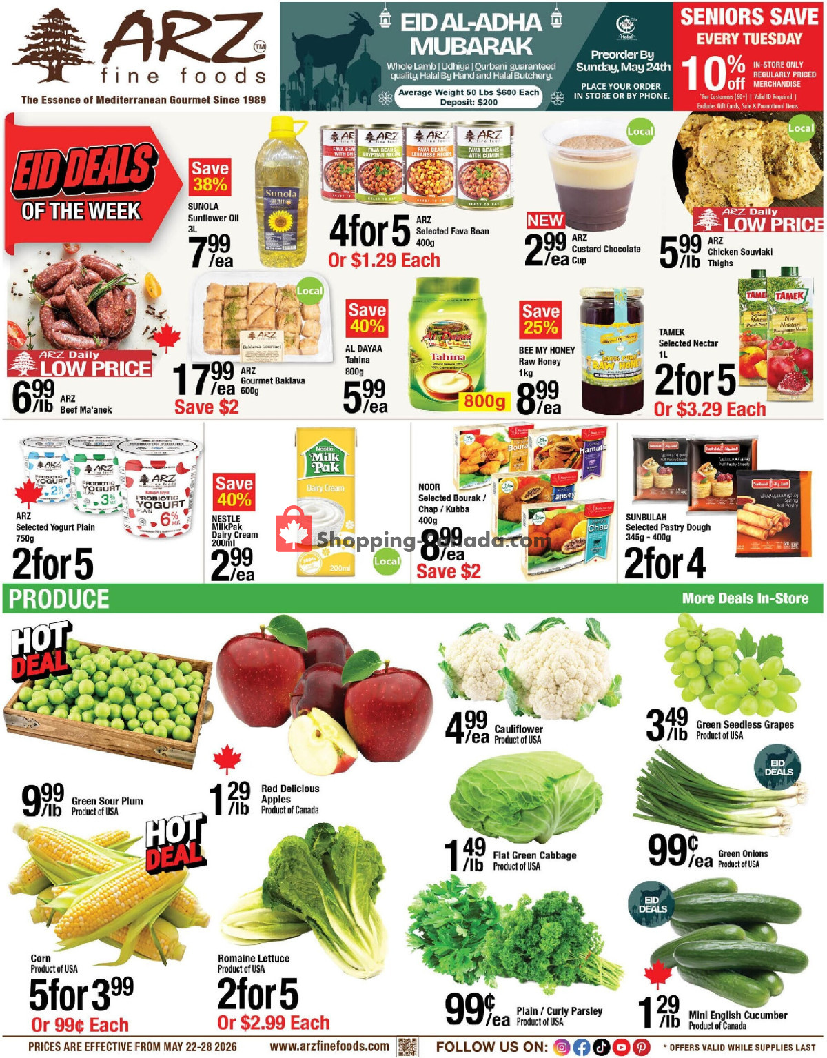 Arz Fine Foods flyer from Friday May 22, 2026 to Thursday May 28, 2026 - page 1