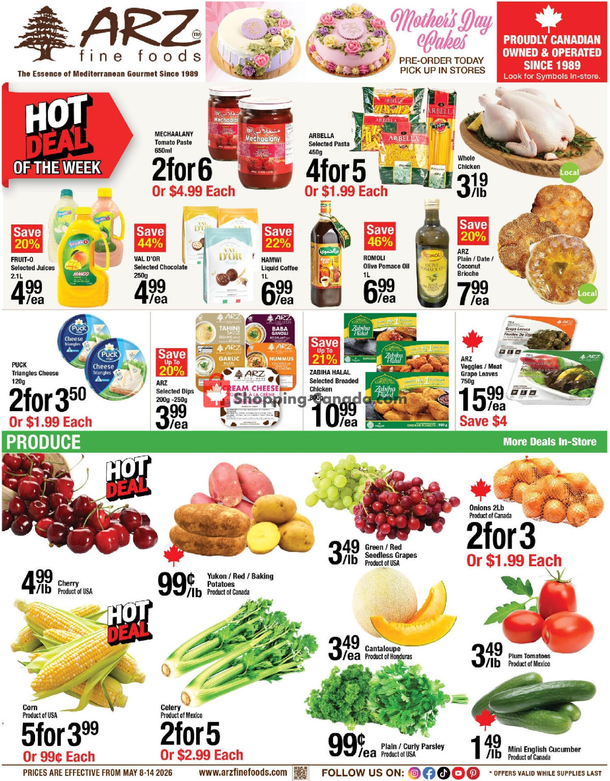 Arz Fine Foods flyer from Friday May 8, 2026 to Thursday May 14, 2026 - page 1