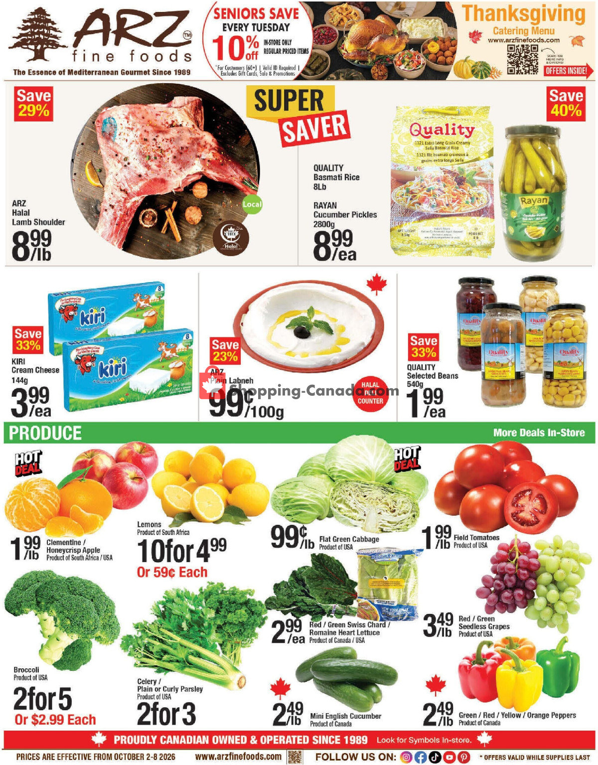 Arz Fine Foods flyer from Friday October 2, 2026 to Thursday October 8, 2026 - page 1