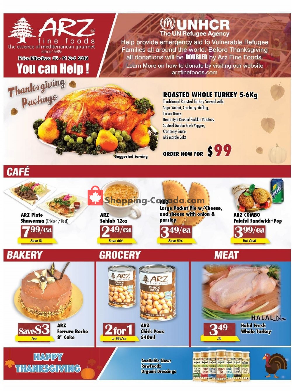 Arz Fine Foods flyer from Friday October 5, 2018 to Thursday October 11, 2018 - page 1