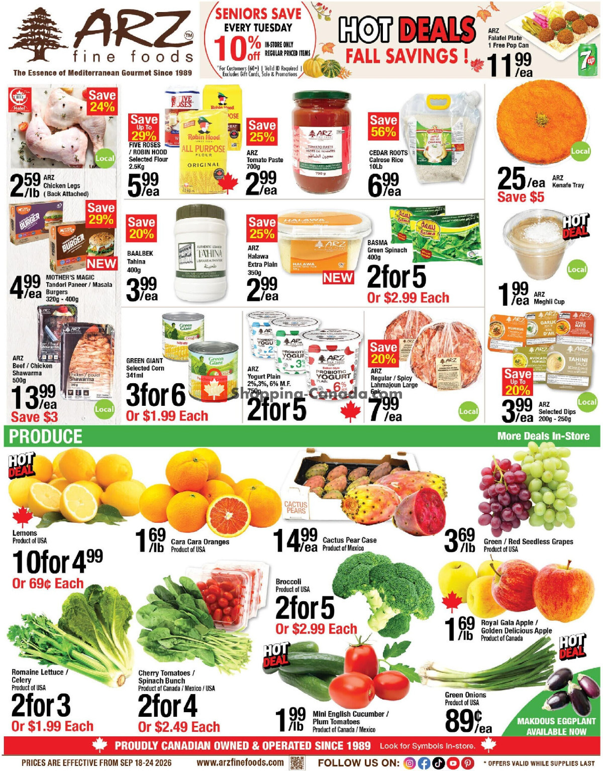 Arz Fine Foods flyer from Friday September 18, 2026 to Thursday September 24, 2026 - page 1
