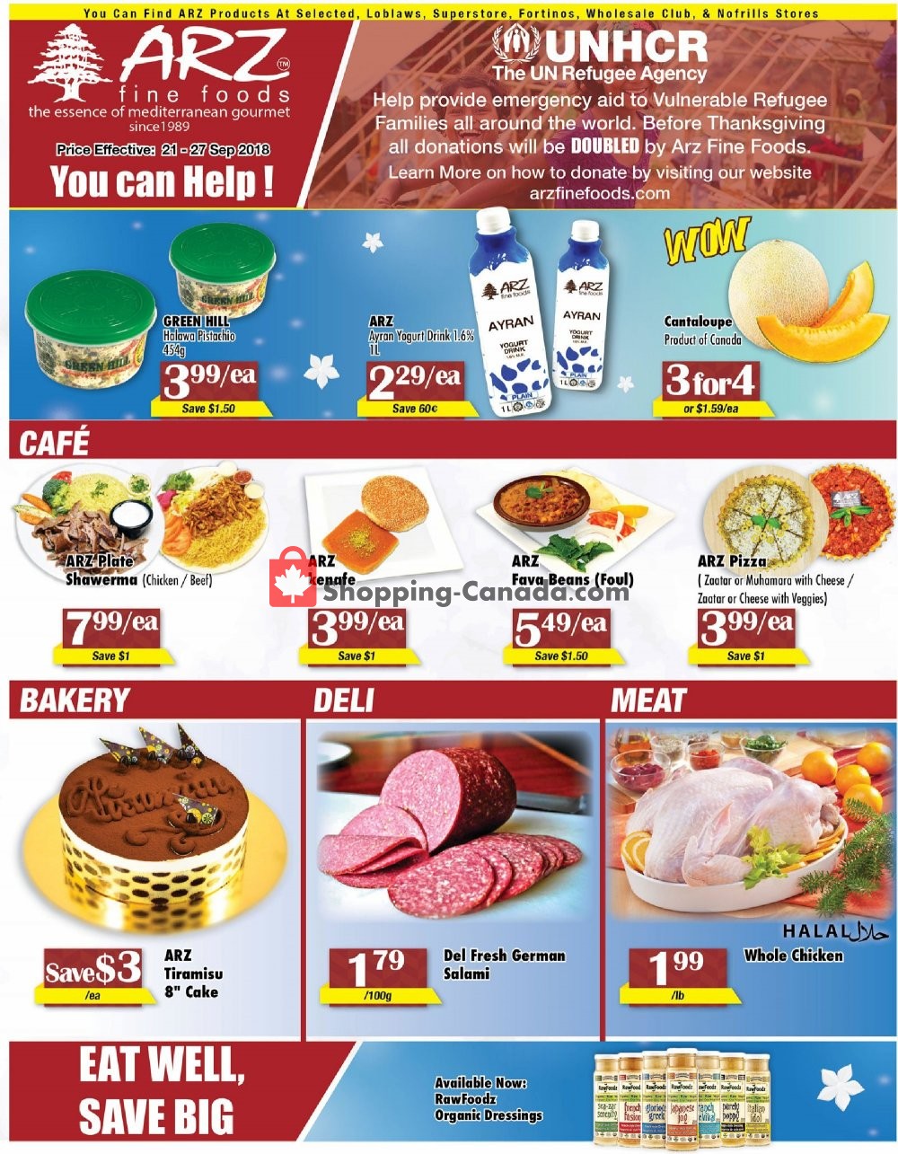 Arz Fine Foods flyer from Friday September 21, 2018 to Thursday September 27, 2018 - page 1