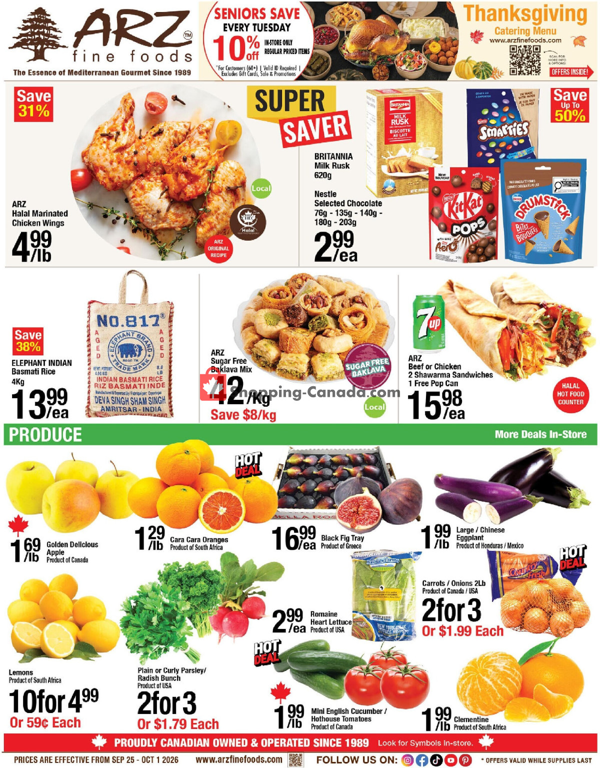 Arz Fine Foods flyer from Friday September 25, 2026 to Thursday October 1, 2026 - page 1