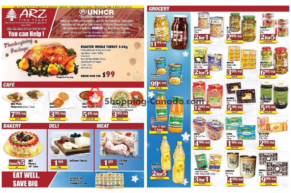 Arz Fine Foods flyer from Friday September 28, 2018 to Thursday October 4, 2018 - page 1