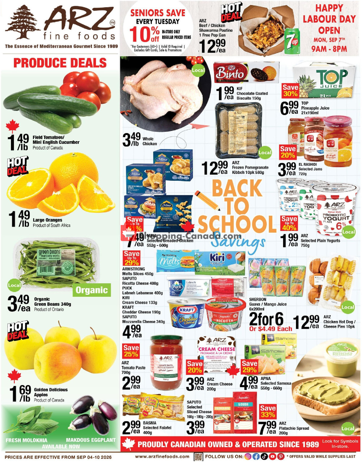 Arz Fine Foods flyer from Friday September 4, 2026 to Thursday September 10, 2026 - page 1