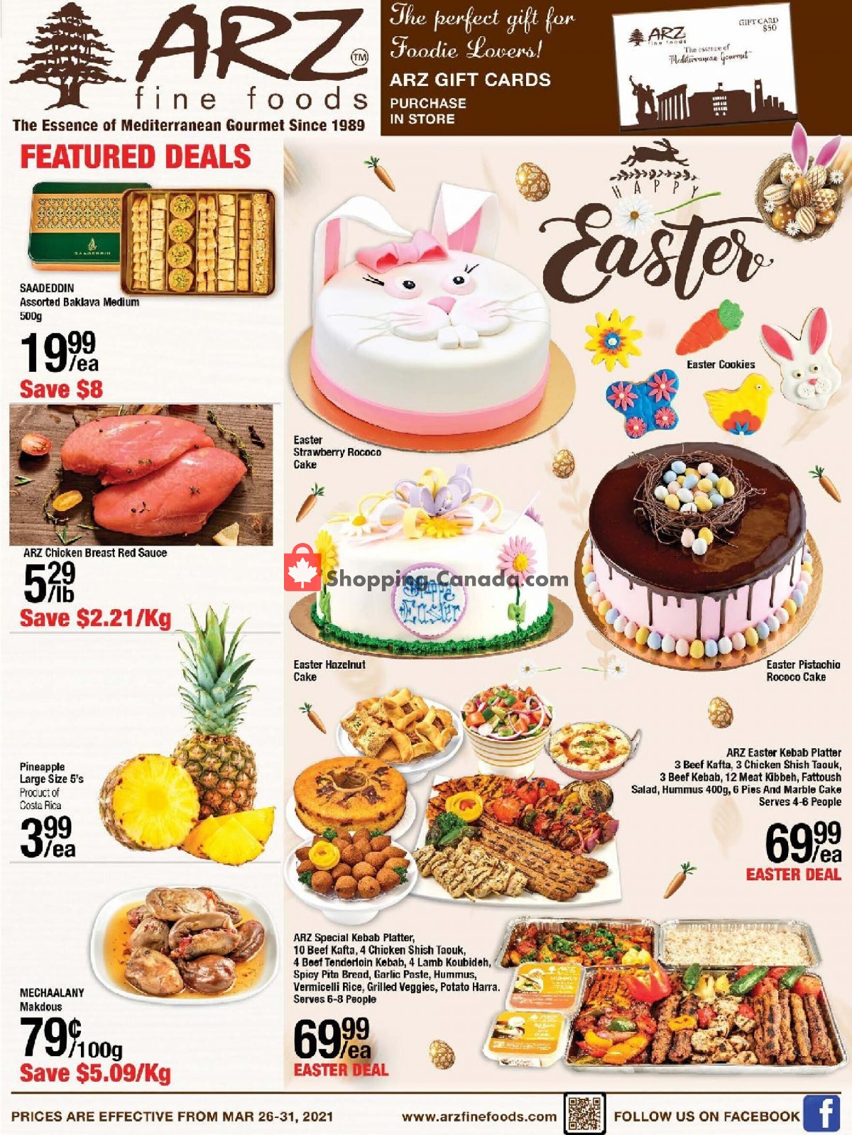 Arz Fine Foods flyer from Friday March 26, 2021 to Wednesday March 31, 2021 - page 1