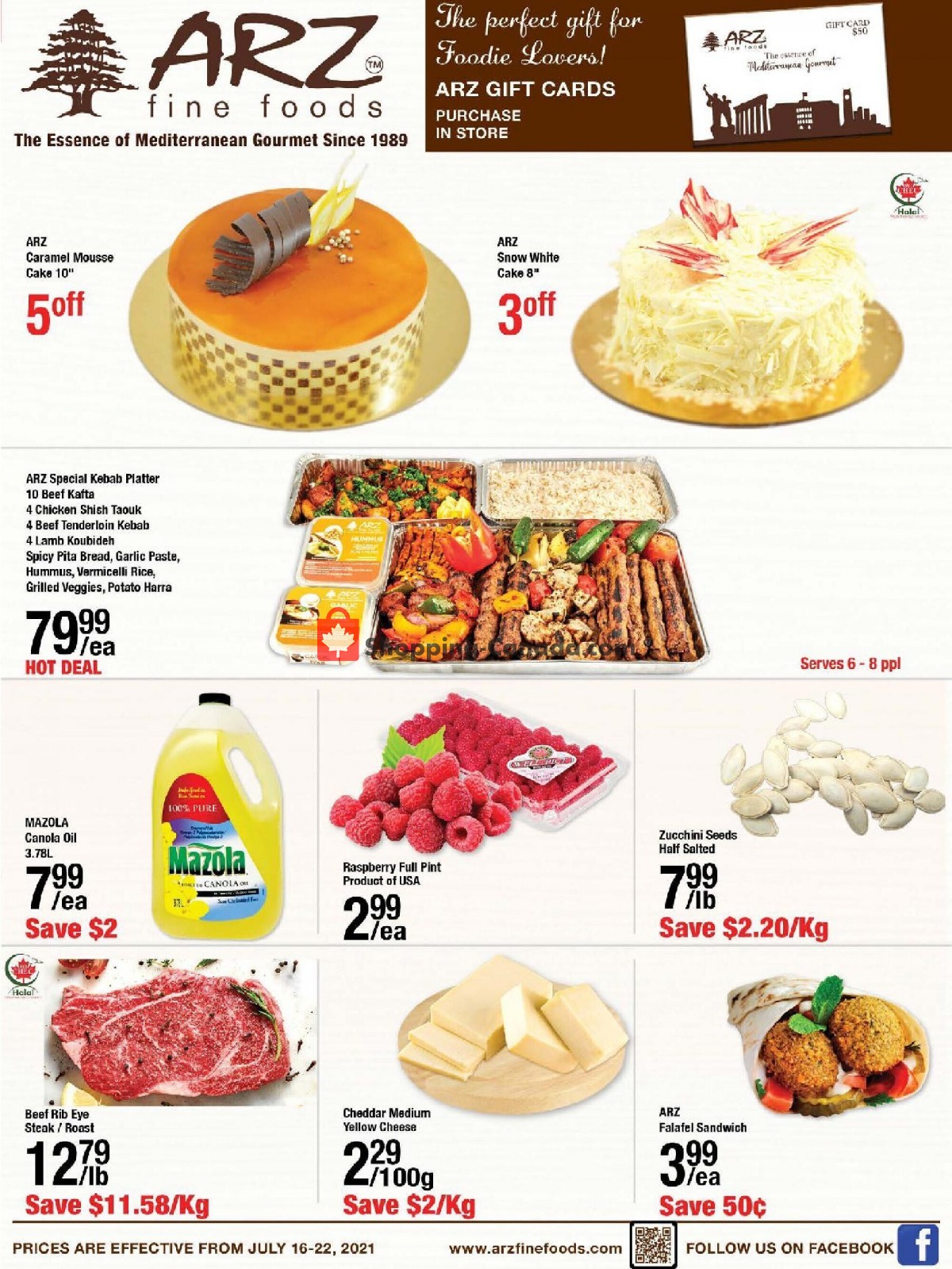 Arz Fine Foods flyer from Friday July 16, 2021 to Thursday July 22, 2021 - page 1