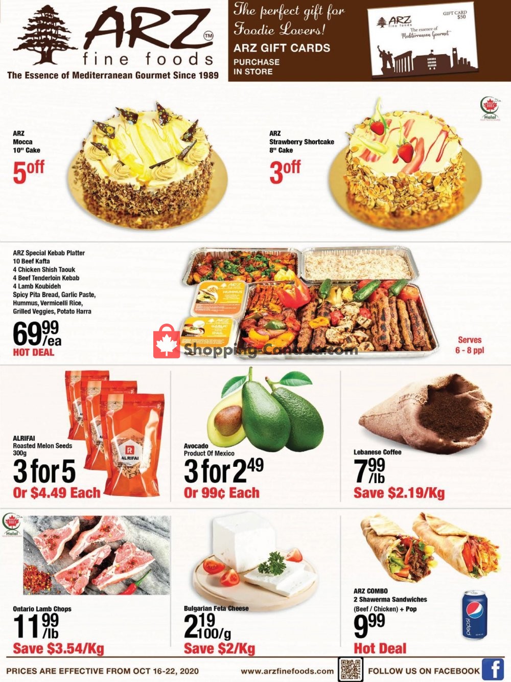 Arz Fine Foods flyer from Friday October 16, 2020 to Thursday October 22, 2020 - page 1