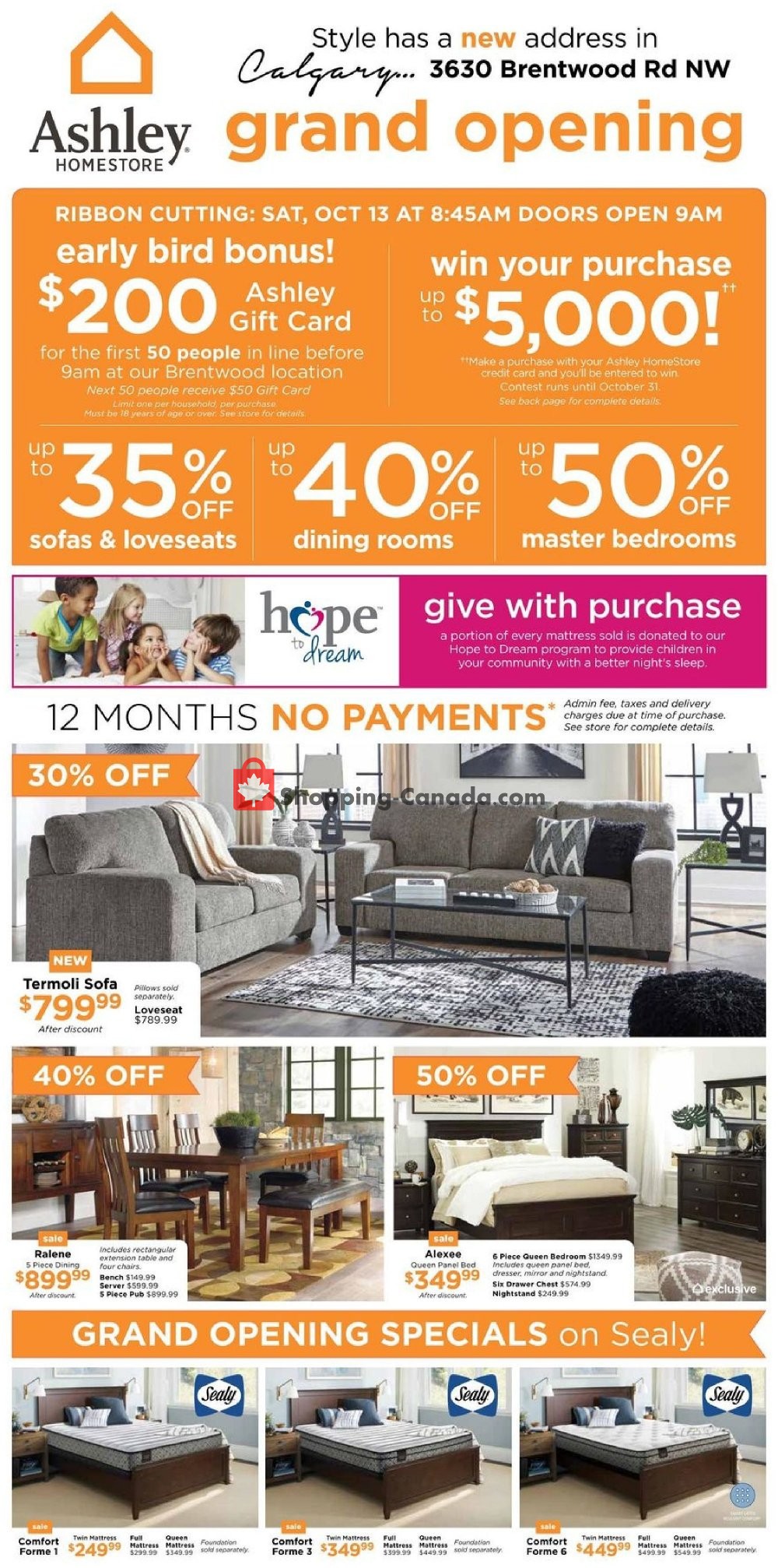 ASHLEY HOMESTORE flyer from Thursday October 4, 2018 to Thursday October 11, 2018 - page 1