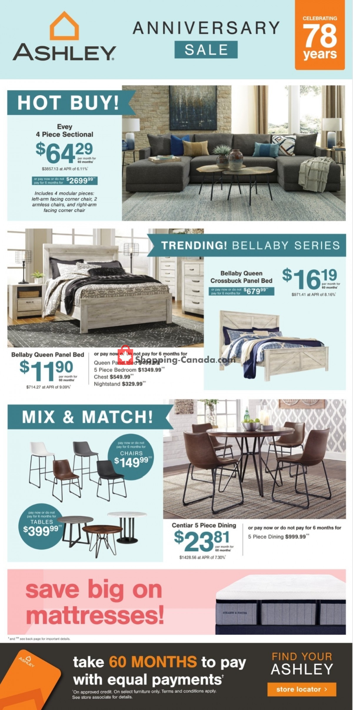 ASHLEY HOMESTORE Canada, flyer (Anniversary Sale ON) March 24